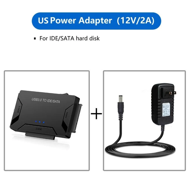Alt view image 6 of 7 - USB 3.0 to IDE/SATA Converter Hard Drive Adapter with Power Switch for 2.5"/3.5"SATA HDD/SSD & IDE HDD Drives Optical Drive, Support 6TB, Include 12V 2A Power Adapter & USB 3.0 Cable