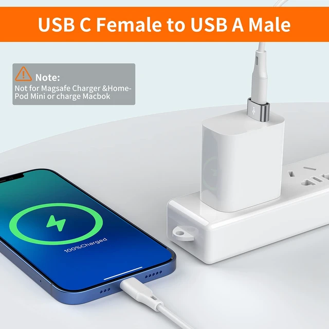 Alt view image 2 of 6 - USB C Female to USB Male Adapter 4-Pack, Type C to USB A Charger Cable Converter,Compatible with iPhone 11 12 13 14 15 16 17 Pro Max,iPad Pro Air 4 Mini 6,Samsung Galaxy S25 S24 S23 S22,Pixel