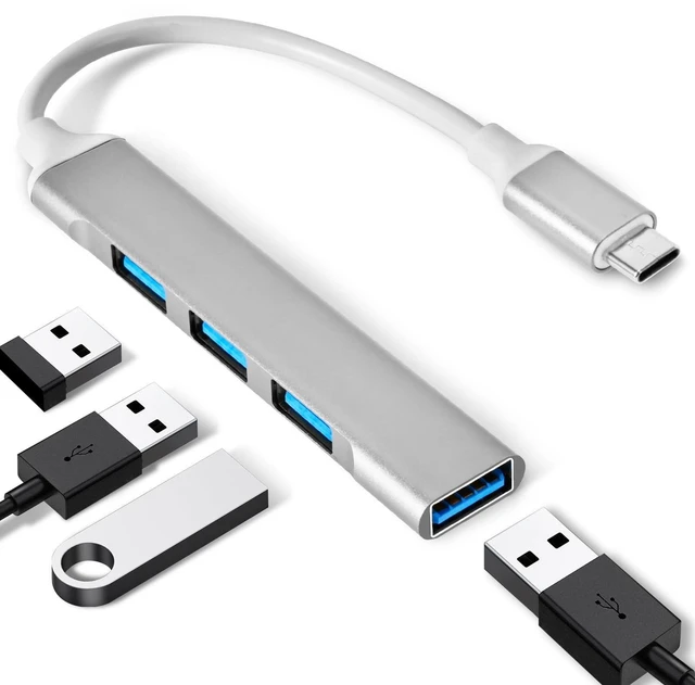 Main image of 4 Ports USB C to USB Hub, Aluminum Type C to USB A 3.0 Adapter, Plug and Play USB Extender for MacBook Pro/Air, Laptop, Keyboard and Mouse