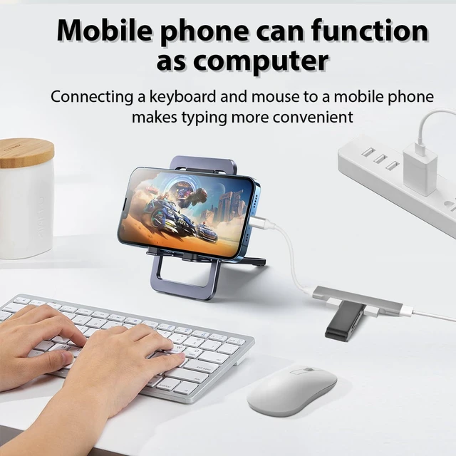 Alt view image 4 of 6 - 4 Ports USB C to USB Hub, Aluminum Type C to USB A 3.0 Adapter, Plug and Play USB Extender for MacBook Pro/Air, Laptop, Keyboard and Mouse