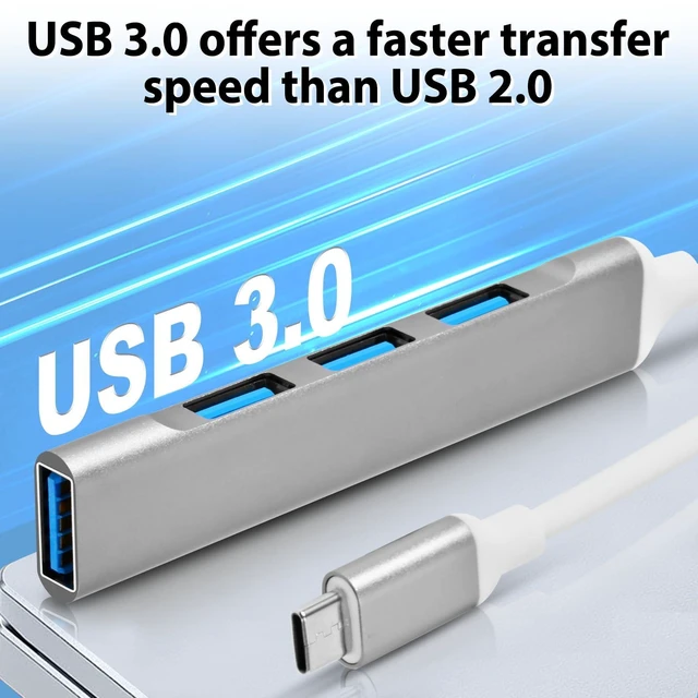 Alt view image 5 of 6 - 4 Ports USB C to USB Hub, Aluminum Type C to USB A 3.0 Adapter, Plug and Play USB Extender for MacBook Pro/Air, Laptop, Keyboard and Mouse