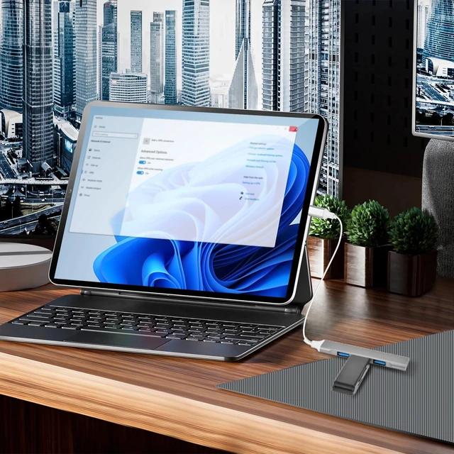Alt view image 6 of 6 - 4 Ports USB C to USB Hub, Aluminum Type C to USB A 3.0 Adapter, Plug and Play USB Extender for MacBook Pro/Air, Laptop, Keyboard and Mouse