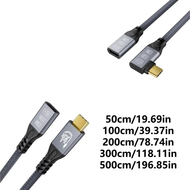 Alt view image 3 of 7 - USB C Extension Cable Line Right Angled/Straight Head 240W Fast Charging and 20Gbps Data Transfer for Phone 16