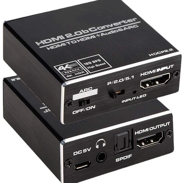 Main image of L6AS0F7 4K 120Hz HDMI Audio Extractor Support 5.1CH 2 Port to Audio ARC Switch with toslink Stereo for Ap*p*le TV PS5(ZY-HA201,US Power Plug)