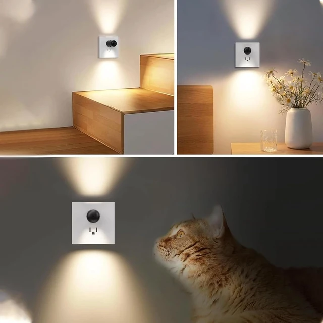 Alt view image 6 of 7 - Mini LED Night Light Plug in Wall, Auto On/Off, 3000K Warm White, 360° Dimmable Ambient Light for Bedroom, Bathroom, Staircase, Hallway, Kitchen (White-White Light,4pcs)