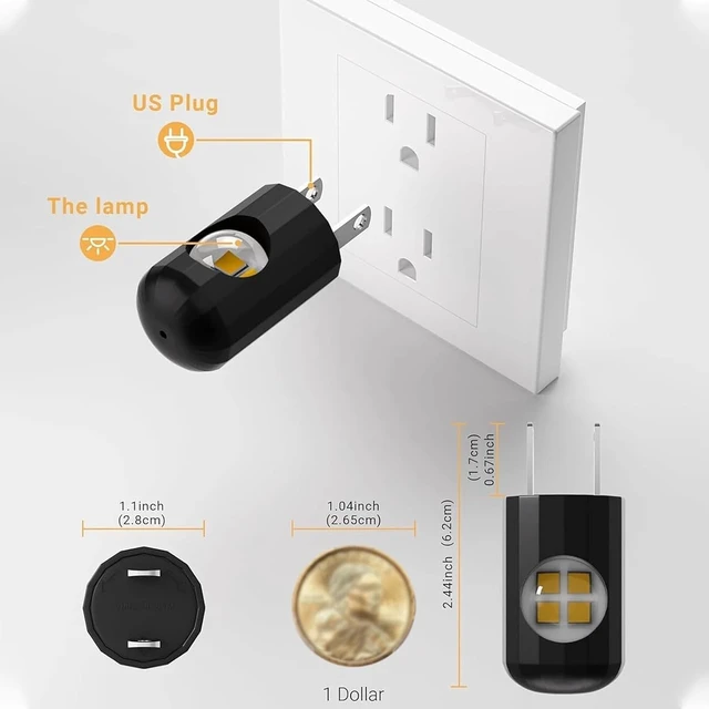 Alt view image 7 of 7 - Mini LED Night Light Plug in Wall, Auto On/Off, 3000K Warm White, 360° Dimmable Ambient Light for Bedroom, Bathroom, Staircase, Hallway, Kitchen (White-White Light,4pcs)