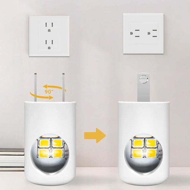 Alt view image 4 of 7 - Mini LED Night Light Plug in Wall, Auto On/Off, 3000K Warm White, 360° Dimmable Ambient Light for Bedroom, Bathroom, Staircase, Hallway, Kitchen (White-White Light,4pcs)