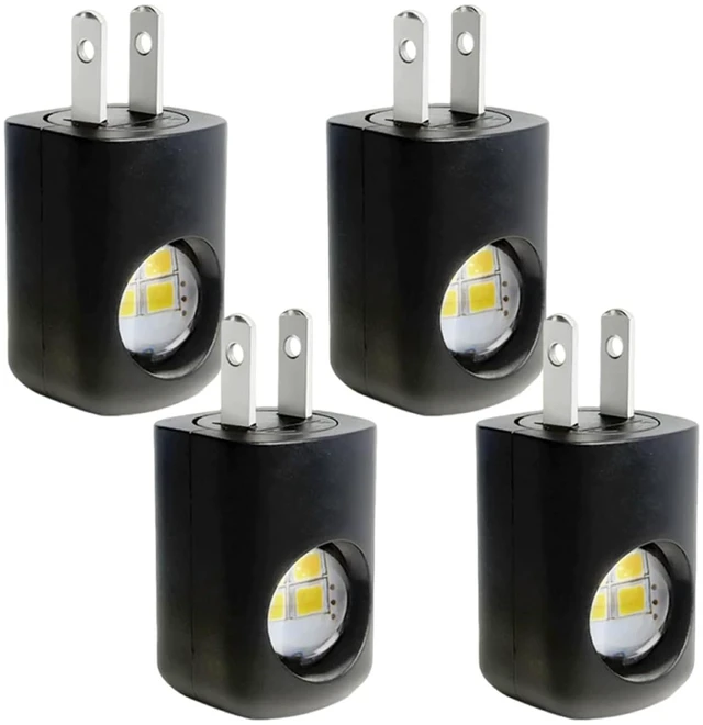 Main image of Mini LED Night Light Plug in Wall, Auto On/Off, 3000K Warm White, 360° Dimmable Ambient Light for Bedroom, Bathroom, Staircase, Hallway, Kitchen (Black-White Light,4pcs)