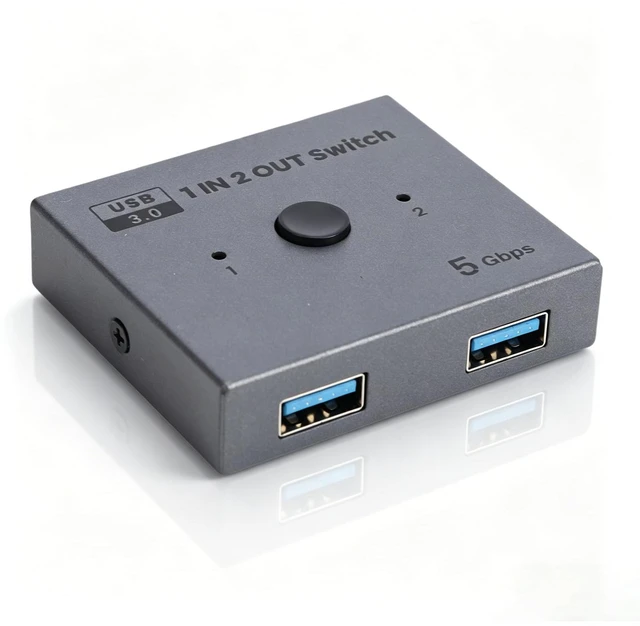 Main image of USB 3.0 Switcher, 5Gbps Data Transfer Speed | Plug and Play, with Physical Key Switching and LED Indicator, for Keyboard Mouse Printer Card Reader
