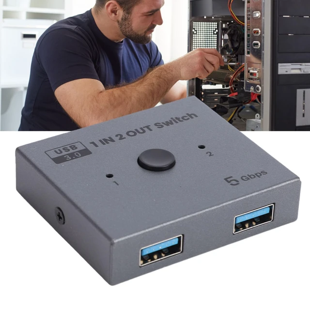 Alt view image 2 of 7 - USB 3.0 Switcher, 5Gbps Data Transfer Speed | Plug and Play, with Physical Key Switching and LED Indicator, for Keyboard Mouse Printer Card Reader