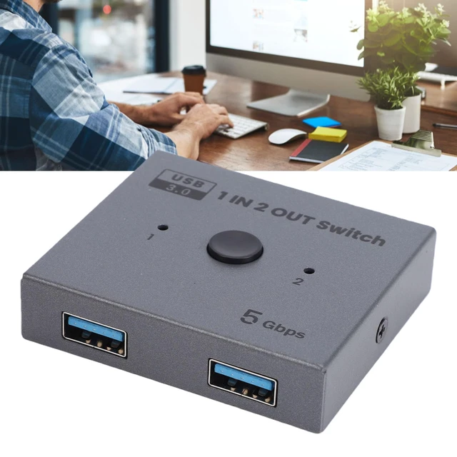 Alt view image 3 of 7 - USB 3.0 Switcher, 5Gbps Data Transfer Speed | Plug and Play, with Physical Key Switching and LED Indicator, for Keyboard Mouse Printer Card Reader