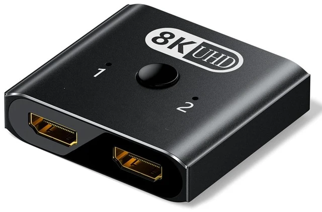 Main image of 8K HD 2.0 Switch 2 in 1 Out - 8K@60Hz Bi-Directional HD Splitter 1 in 2 Out, Plug & Play, Aluminum Multi Port Ultra-HD Switcher | Selector for Dual Monitor TV Video Gaming Nintendo HDR10 Xbox