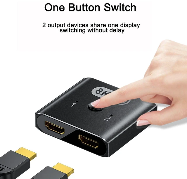 Alt view image 7 of 7 - 8K HD 2.0 Switch 2 in 1 Out - 8K@60Hz Bi-Directional HD Splitter 1 in 2 Out, Plug & Play, Aluminum Multi Port Ultra-HD Switcher | Selector for Dual Monitor TV Video Gaming Nintendo HDR10 Xbox