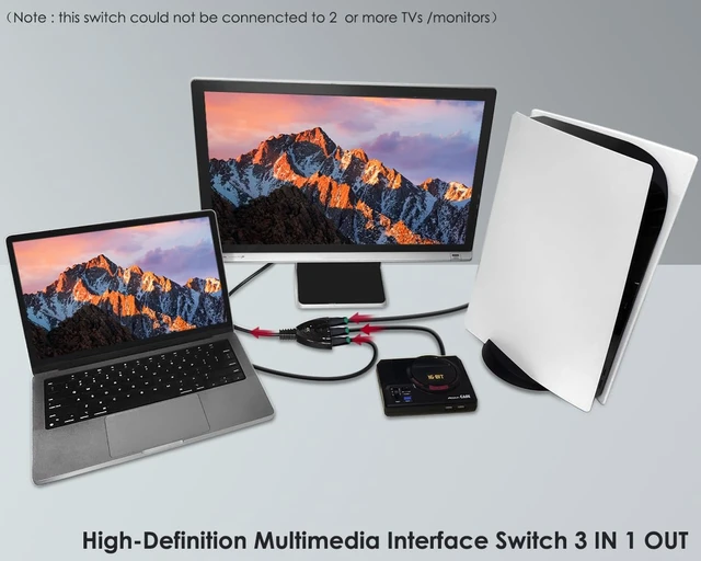 Alt view image 3 of 7 - High-Definition Multimedia Interface Switch 3 in 1 Out Adapter for TV Supports Full HD 4K 1080P 3D