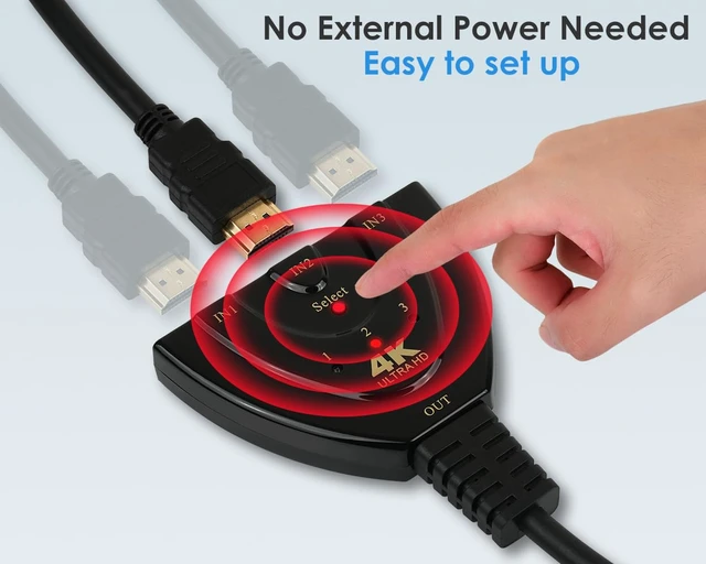 Alt view image 5 of 7 - High-Definition Multimedia Interface Switch 3 in 1 Out Adapter for TV Supports Full HD 4K 1080P 3D