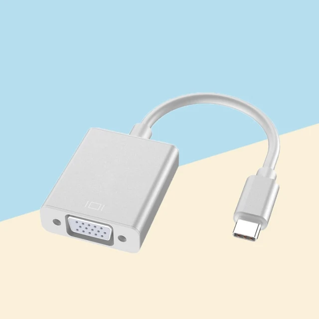Alt view image 5 of 7 - USB-c to Vga Adapter Cable, USB 3.1 Type C Plug and Play | Female Vga Connection, Plastic Build, Silver Finish, Reverse Plug Support, Hot Swappable Use