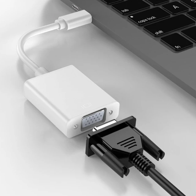 Alt view image 6 of 7 - USB-c to Vga Adapter Cable, USB 3.1 Type C Plug and Play | Female Vga Connection, Plastic Build, Silver Finish, Reverse Plug Support, Hot Swappable Use