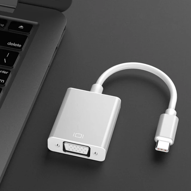 Alt view image 7 of 7 - USB-c to Vga Adapter Cable, USB 3.1 Type C Plug and Play | Female Vga Connection, Plastic Build, Silver Finish, Reverse Plug Support, Hot Swappable Use