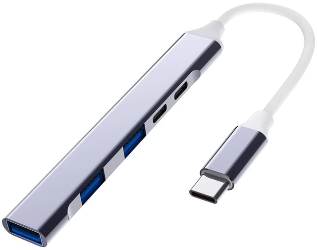 Main image of USB 3.0 Hub (5 in 1), Type C to USB 3.0 Hub Adapter with USB C Power/Data Ports, USB Extender USB A&C Docking Station for Laptop PC MacBook Dell, HP, PS4/5, SSD and More