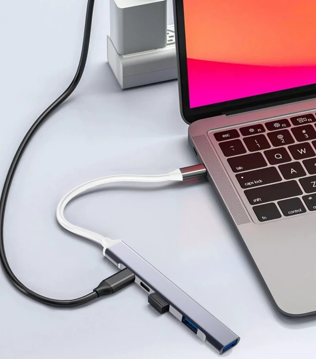 Alt view image 3 of 3 - USB 3.0 Hub (5 in 1), Type C to USB 3.0 Hub Adapter with USB C Power/Data Ports, USB Extender USB A&C Docking Station for Laptop PC MacBook Dell, HP, PS4/5, SSD and More