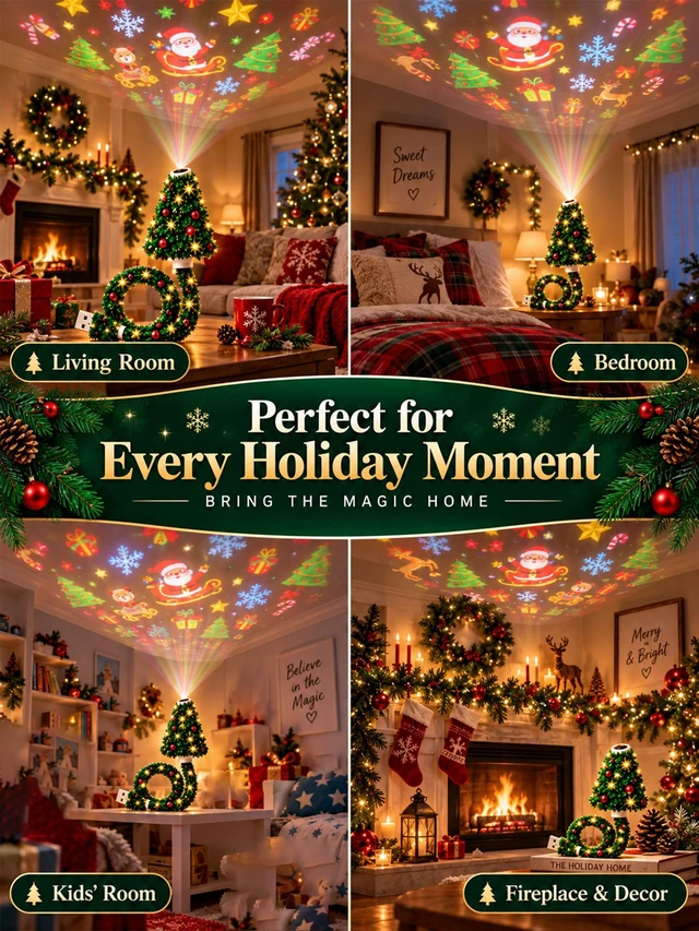 Alt view image 6 of 7 - Plug and Play Hd USB Christmas Tree Projector with 6 Festive Scenes | Christmas Tree Design Plug in Night Light Ceiling Projector Indoor, for Room Decor Holiday Party Xmas Gifts