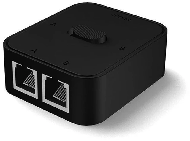 Main image of Ethernet Splitter 1 to 2, 2 in 1 Out 1 in 2 Out Network Ethernet Splitter, 1000Mbps PoE Extender Switch RJ45 Splitter Selector Switch for Cat5/5e/6/7/8 Cable