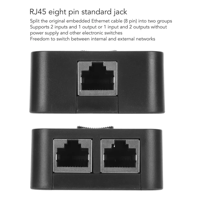 Alt view image 4 of 7 - Ethernet Splitter 1 to 2, 2 in 1 Out 1 in 2 Out Network Ethernet Splitter, 1000Mbps PoE Extender Switch RJ45 Splitter Selector Switch for Cat5/5e/6/7/8 Cable