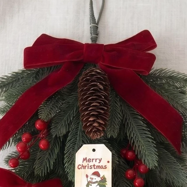 Alt view image 6 of 7 - Sturdy Teardrop Wreath, with Artificial Red, Berry Bow Lights, Festive | Outdoor Christmas Wreath, Teardrop Swag for, Home Living Room, Kitchen Wall Window, Porch Patio Winter, Party Holiday