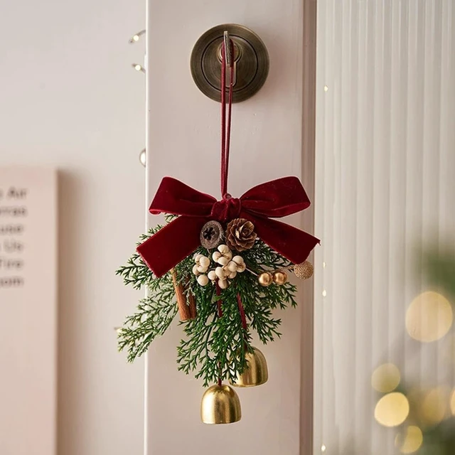 Alt view image 5 of 7 - Christmas Bows with Bells for Christmas Tree Decor | Pine Branch and Pine Cone Hanging Ornaments for Xmas Tree Wreaths, Gifts, and Xmas Holiday Outdoor Home Decor
