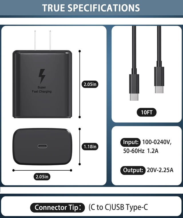 Alt view image 5 of 7 - 45W Super Fast Charger 10FT USB C Charger for Samsung Galaxy-Black | Android Phone Charger for Samsung galaxy s25 ultra/s25/s25+/s26/s26+/s26ul tra/s24+/s24 ultra tab,10ft c cable