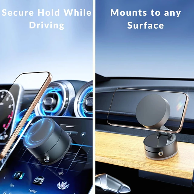 Alt view image 7 of 7 - Vacuum Magnetic Phone Holder, 360° Suction Car Mount, MagSafe Compatible Cell Phone Holder
