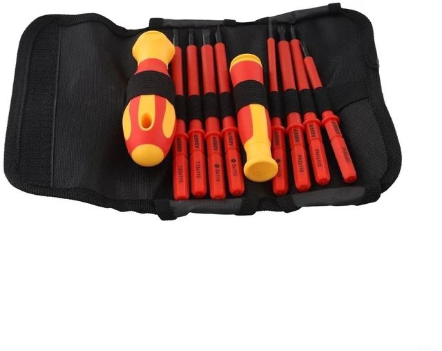 Main image of 10PCS Electricians Insulated Screwdriver Kit, Electrician Tools 500V Safety Ergonomic Grip With Interchangeable Bits For DIY And Repair