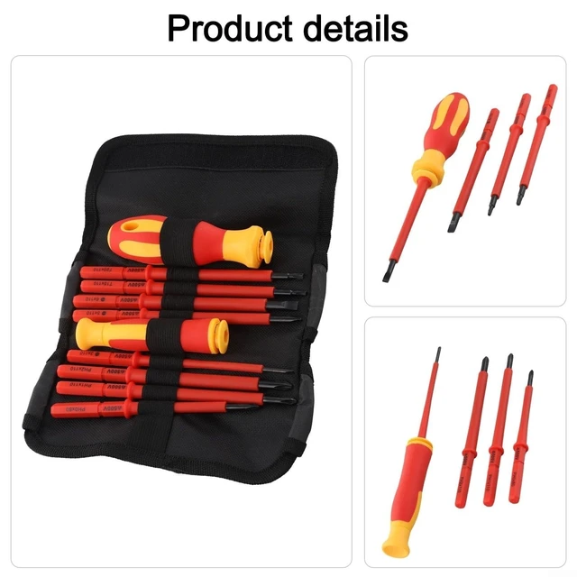 Alt view image 3 of 7 - 10PCS Electricians Insulated Screwdriver Kit, Electrician Tools 500V Safety Ergonomic Grip With Interchangeable Bits For DIY And Repair