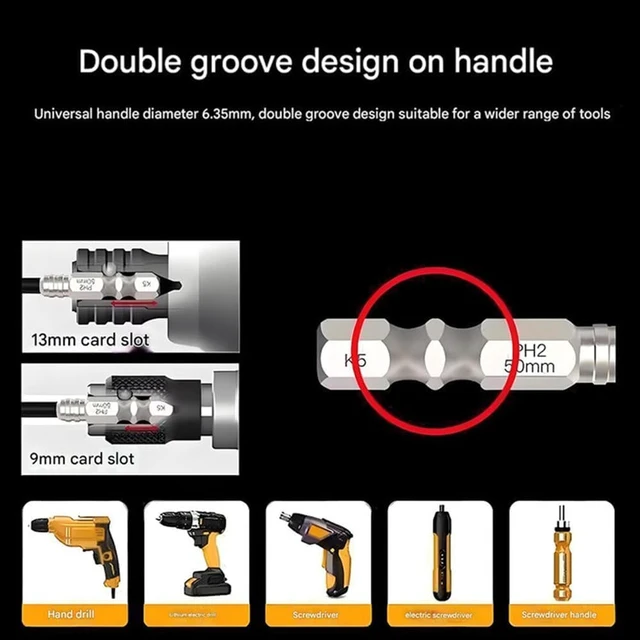 Alt view image 6 of 6 - K5 PH2 Impact Screwdriver Bit Set, PH2 Magnetic Screwdriver Bits Set, 12PCS K5 Alloy Steel Impact Driver Bits, K5 Impact Resistant Non Slip Bit Set for Woodworking Cabinet Construction