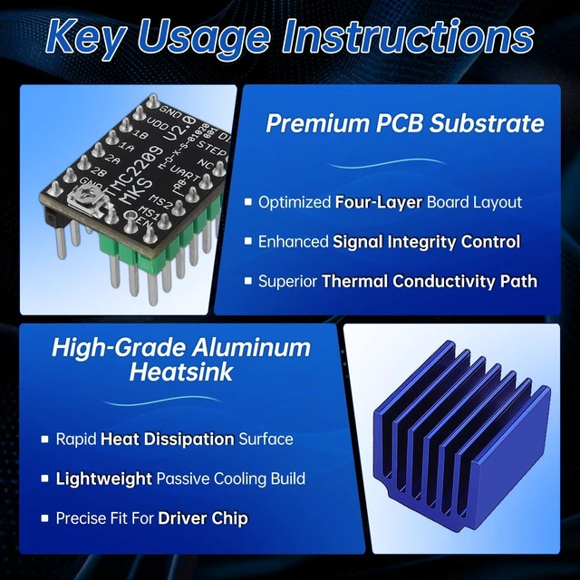 Alt view image 5 of 7 - TMC2209 V2.0 Stepper Motor Driver,Support UART Mode | Fit for Ender 3 E3D V3 Control Board 3D Printer Parts Replace A4988