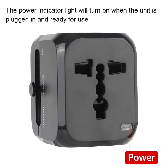 Alt view image 7 of 7 - Worldwide Universal Power Adapter with 2 USB and 1 Type-C Charging Port Converter All in One International Out of Country Travel Wall Charger Plug for Wall Plug Input in USA, EU, UK, and AUS
