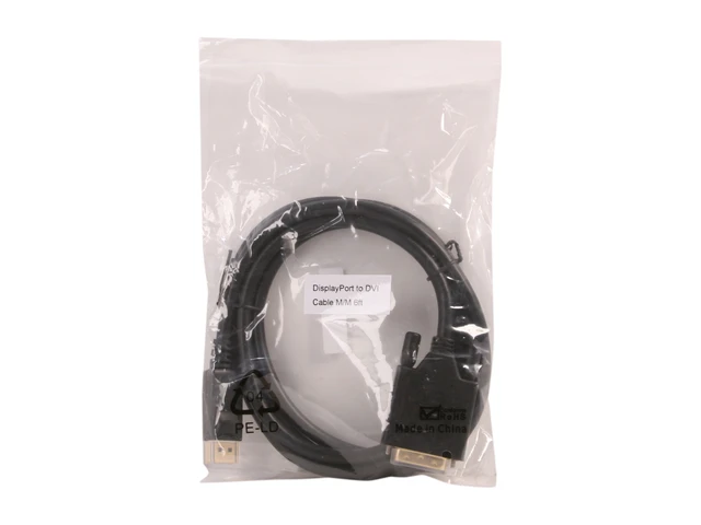 Alt view image 3 of 3 - DP-DVI-6 6 ft. DP DisplayPort Male to DVI-D Male Adapter Cable, Black