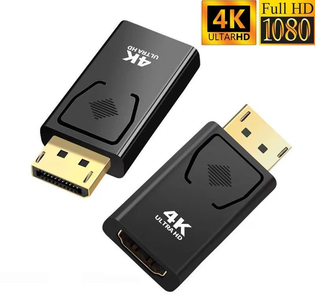 Main image of 2-Pack 4K DisplayPort to HDMI Adapter,AUBEAMTO Display Port DP to HDMI Adapter Male to Female Gold Plated 2K 3D 60Hz for HP, HDTV, Dell, GPU, AMD, NVIDIA,Projector, PC,Desktop, More Desktop & Display