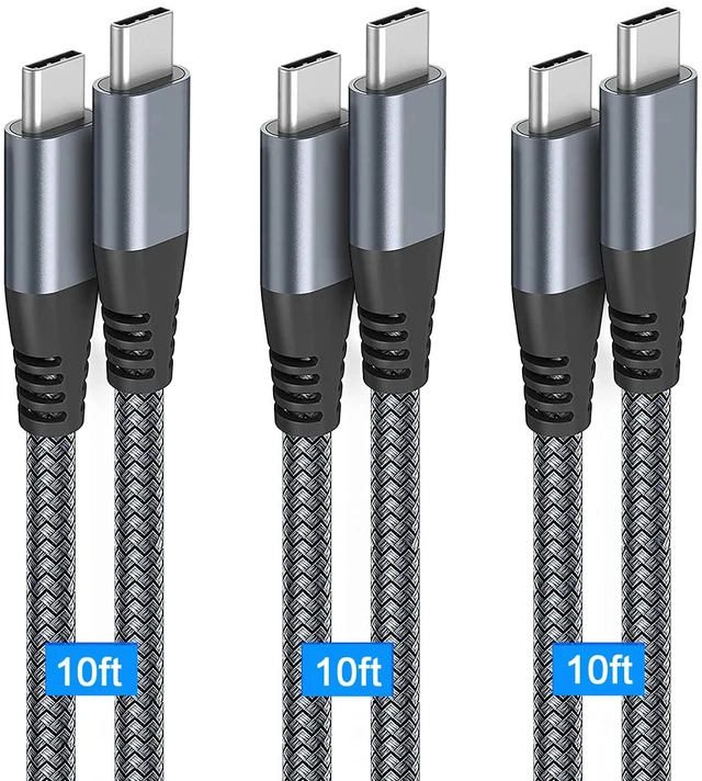 Main image of USB C to USB C Cable 10ft 60W, 3Pack USB C Cable, PD Type C Charging Cable Fast Charging Compatible with MacBook Pro 2020, iPad Pro, iPad Air 4, Galaxy S20, Switch, Pixel, LG and Other USB C Charger
