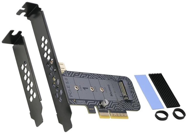 Main image of M Key M.2 PCIe NGFF SSD to PCI-e Express 5.0 x4 Adapter Card Controller with Heatsink for 2230 2242 2260 2280 mm M Key M.2 PCIe Based AHCI NVMe SSD