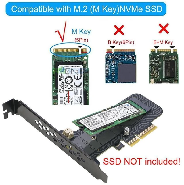 Alt view image 2 of 6 - M Key M.2 PCIe NGFF SSD to PCI-e Express 5.0 x4 Adapter Card Controller with Heatsink for 2230 2242 2260 2280 mm M Key M.2 PCIe Based AHCI NVMe SSD
