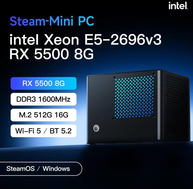 Alt view image 2 of 7 - RMATAAI SFF Gaming PC, Xeon E5-2696 v3, 16GB DDR3 RAM, 512GB M.2 SSD, RX 5500 8GB, 18-Core CPU, Ultra SFF Gaming Desktop for Streaming