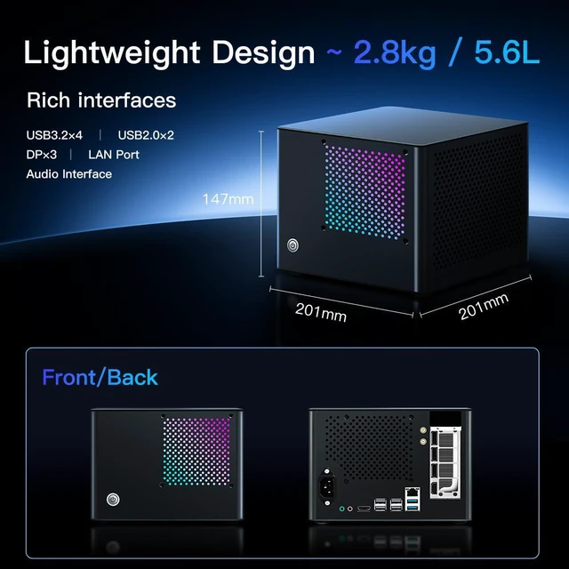 Alt view image 7 of 7 - RMATAAI SFF Gaming PC, Xeon E5-2696 v3, 16GB DDR3 RAM, 512GB M.2 SSD, RX 5500 8GB, 18-Core CPU, Ultra SFF Gaming Desktop for Streaming