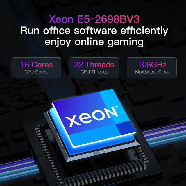 Alt view image 4 of 7 - RMATAAI SFF Gaming PC, Xeon E5-2698 v3, 32GB DDR3 RAM, 512GB M.2 SSD, GTX 1060 6GB, Ultra SFF Gaming Desktop for Streaming