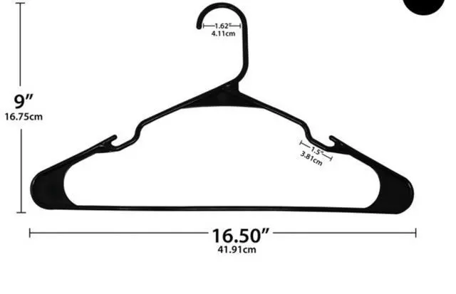 Alt view image 3 of 7 - Mainstays Black Plastic Clothes Hangers, 50-Count, Lightweight and Durable