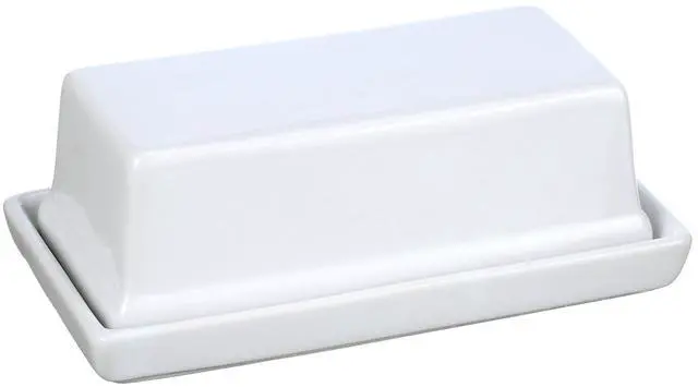 Alt view image 2 of 6 - Mainstays Stoneware Butter Dish with Lid, Ceramic Butter Holder for Kitchen Countertop Storage, White