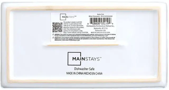 Alt view image 4 of 6 - Mainstays Stoneware Butter Dish with Lid, Ceramic Butter Holder for Kitchen Countertop Storage, White