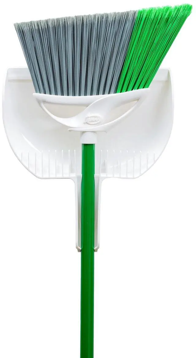 Alt view image 2 of 6 - Libman Precision Angle Broom With Dustpan, Green White, Recycled Plastic Fibers