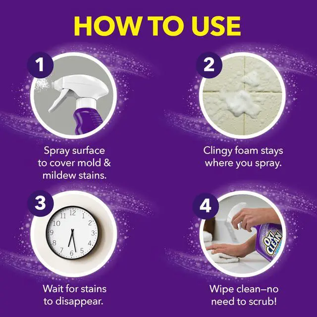 Alt view image 7 of 7 - OxiClean Plus Bleach, No Drip Foam, Mold & Mildew Bathroom Stain Remover, 30 oz