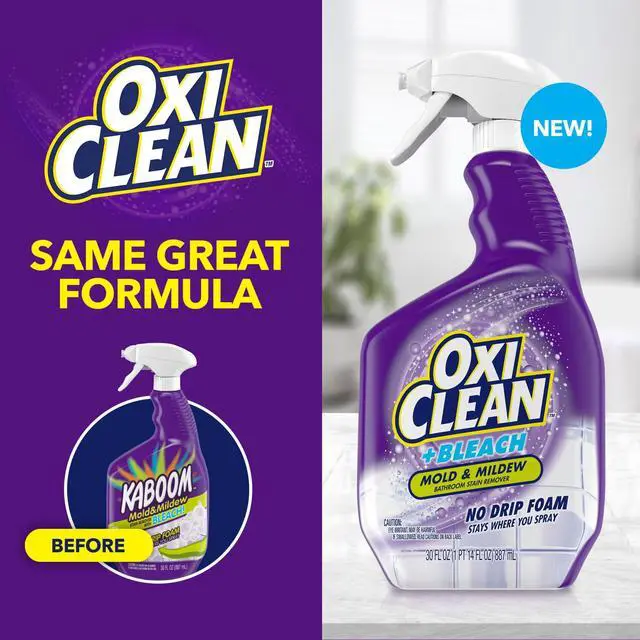 Main image of OxiClean Plus Bleach, No Drip Foam, Mold & Mildew Bathroom Stain Remover, 30 oz